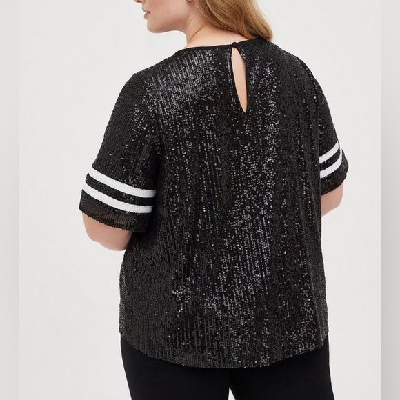 Abbey Blouse - Sequin Football Stripe Black - Picture 6 of 6
